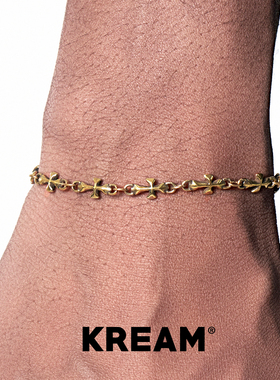KREAM 925银复古金色十字手链男嘻哈女欧美潮流情侣礼物高级感