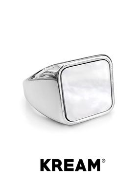 KREAM 钛钢圆形方形天然贝壳戒指男士极简个性指环