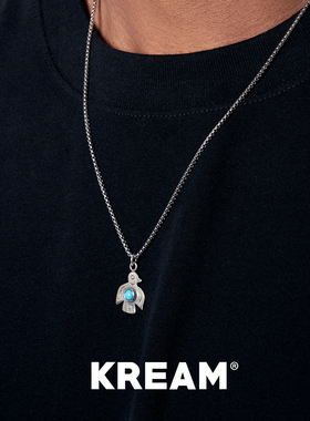 KREAM 925银雷鸟绿松元素吊坠男嘻哈项链女锁骨毛衣链欧美潮流