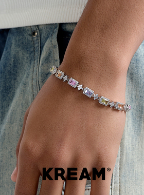 KREAM 长方钻手链男女同款公主切嘻哈情侣饰品欧美