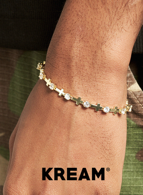 KREAM 金色锆石十字手链男嘻哈女同款情侣手饰 bracelet