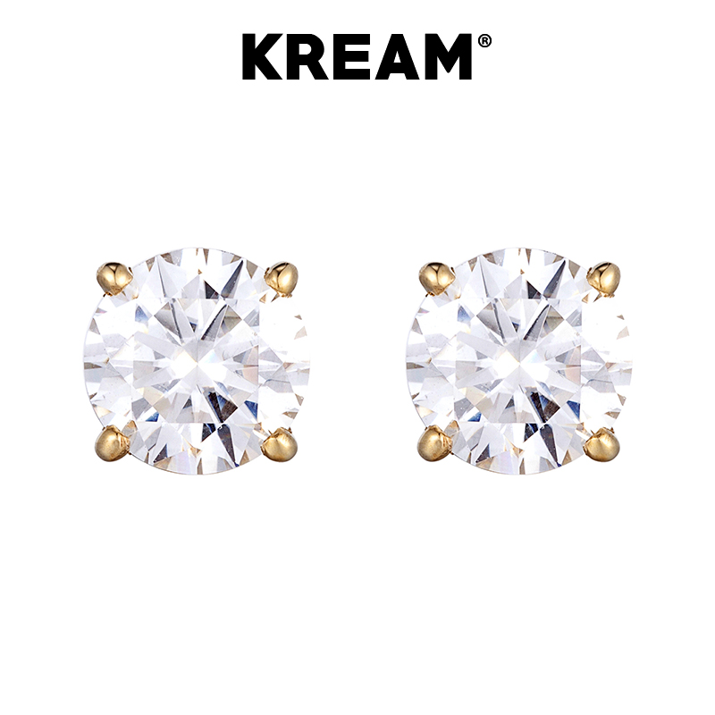 KREAM 10K真金gold claw Zircon Earrings纯金钻石耳钉男女锆石-图3