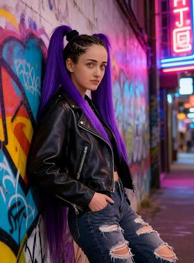 2PC Synthetic Purple Ponytail Extension with Rubber Band Lon
