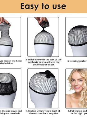 10 Pcs Mesh Wig Caps for Women, Black Cap Net Nylon Hair Net