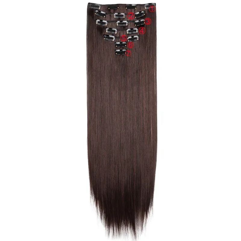 24Inch Synthetic 7Pcs/set Long Straight Hair Extension 16Cli - 图2