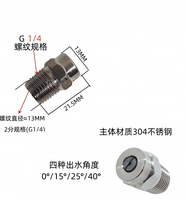 500公斤高压清洗机喷嘴直线扇形喷头工业冲洗高压水枪洗车机配件-图1