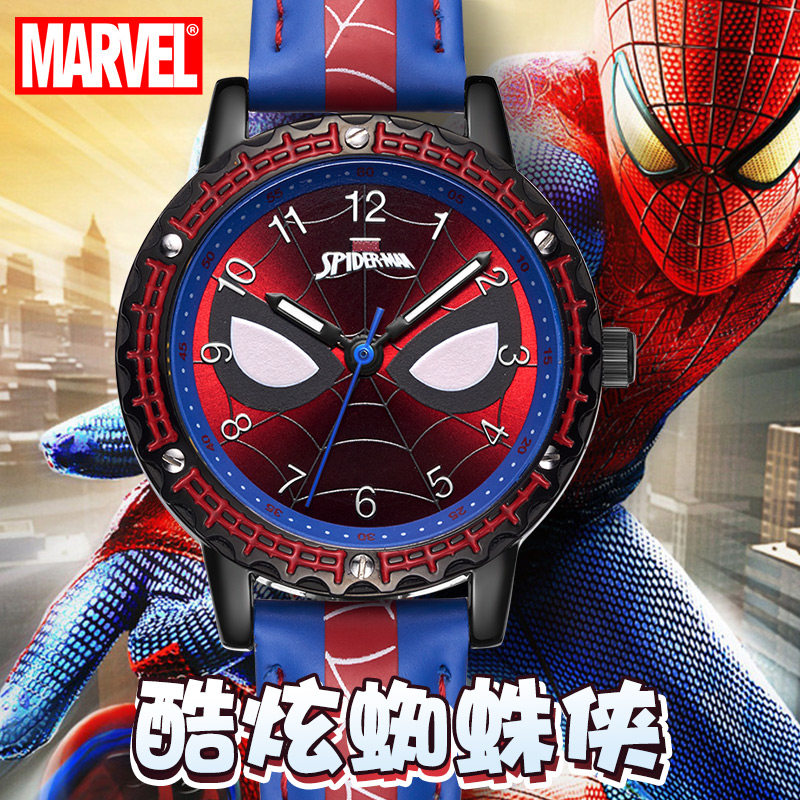 迪士尼男防水防摔蜘蛛侠卡通电子表 美时嘉织手表国产腕表
