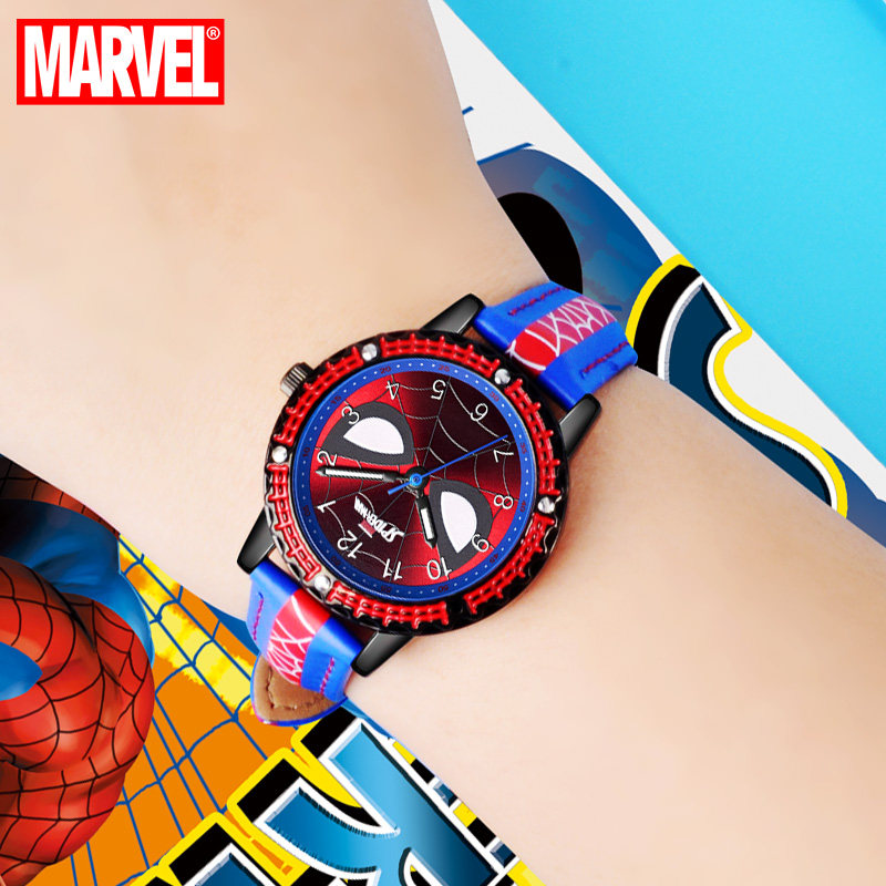 迪士尼男防水防摔蜘蛛侠卡通电子表 美时嘉织手表国产腕表