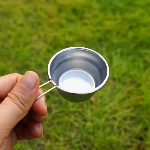 Дорожная маленькая стопка из нержавеющей стали, комплект, портативная сетчатая сумка со стаканом, нержавеющая сталь AISI 304, 4 шт, 50 мл