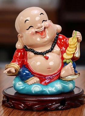 五福临门笑佛摆件可爱弥勒佛工艺品客厅办公室书房桌面装饰品摆设
