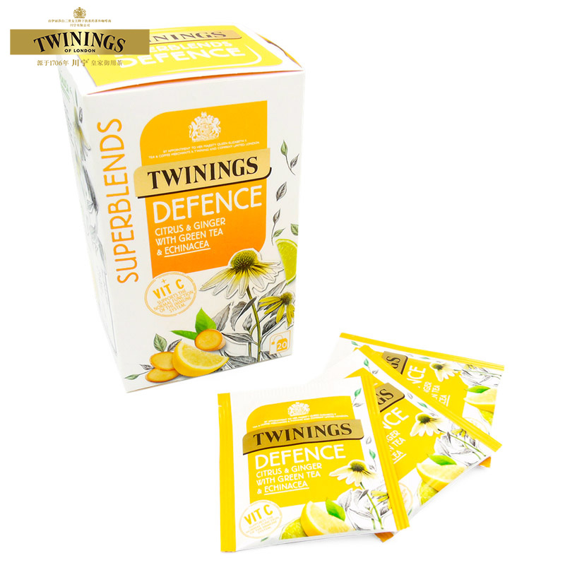 TWININGS海外旗舰店TWININGS/川宁进口草本防护茶柠檬维C干姜加强免疫力20片花草茶包0