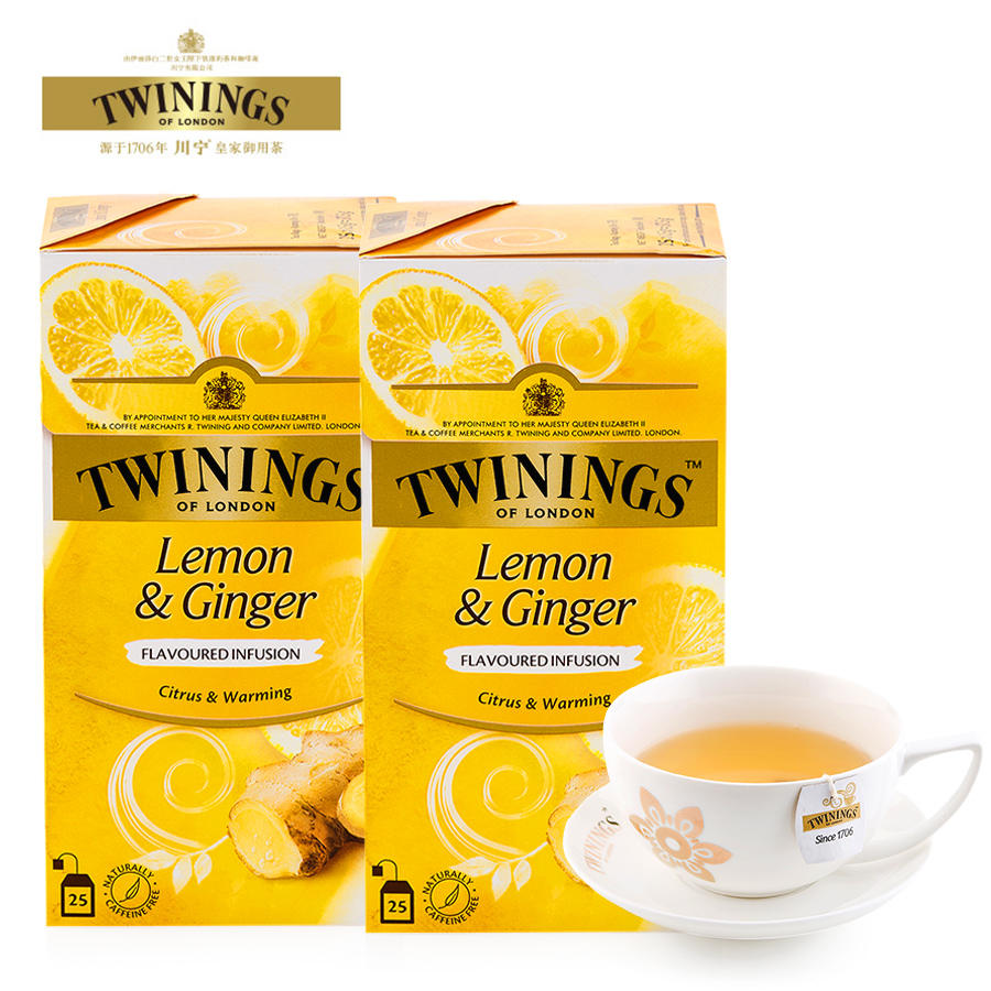 TWININGS海外旗舰店川宁/twinings 柠檬干姜茶花草茶 进口英国花茶茶叶茶包25片*20
