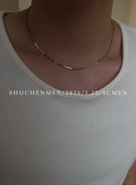 SCMEN镀18K金爆闪蛇骨项链