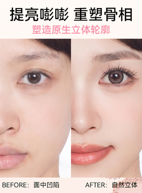 健美创研双色高光盘哑光自然修容一体盘女提亮脸部面部阴影高光粉
