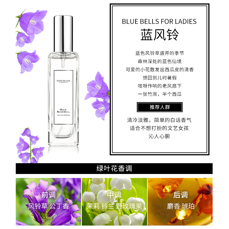 健美创研旗舰店健美创研蓝风铃小苍兰女士香水持久淡香网红学生少女清新自然正品1