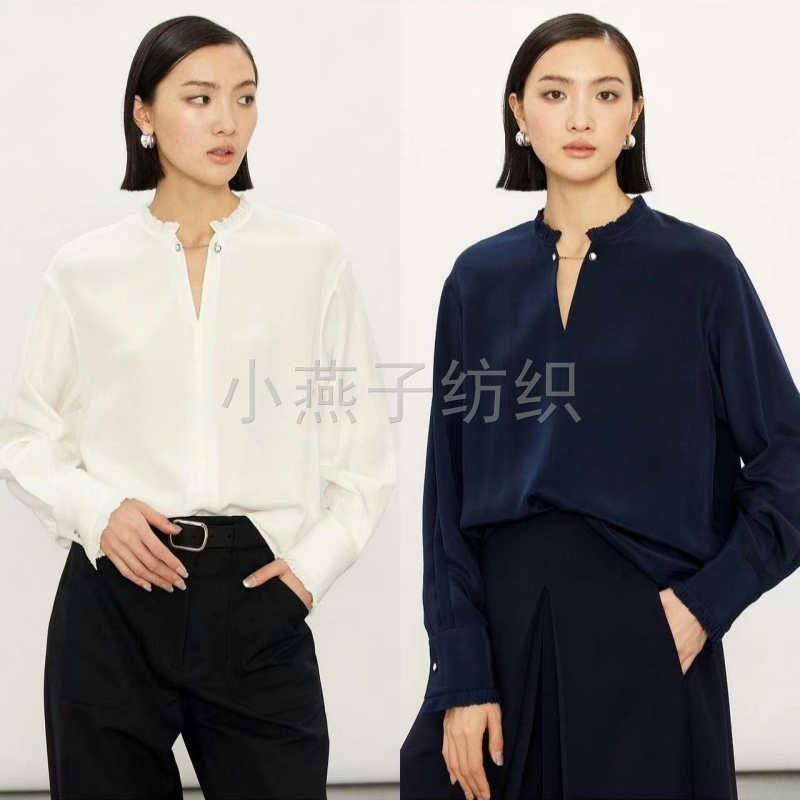 春夏抗皱白色麻锻面料休闲小西服连衣裙女衬衫设计师服装布料垂坠