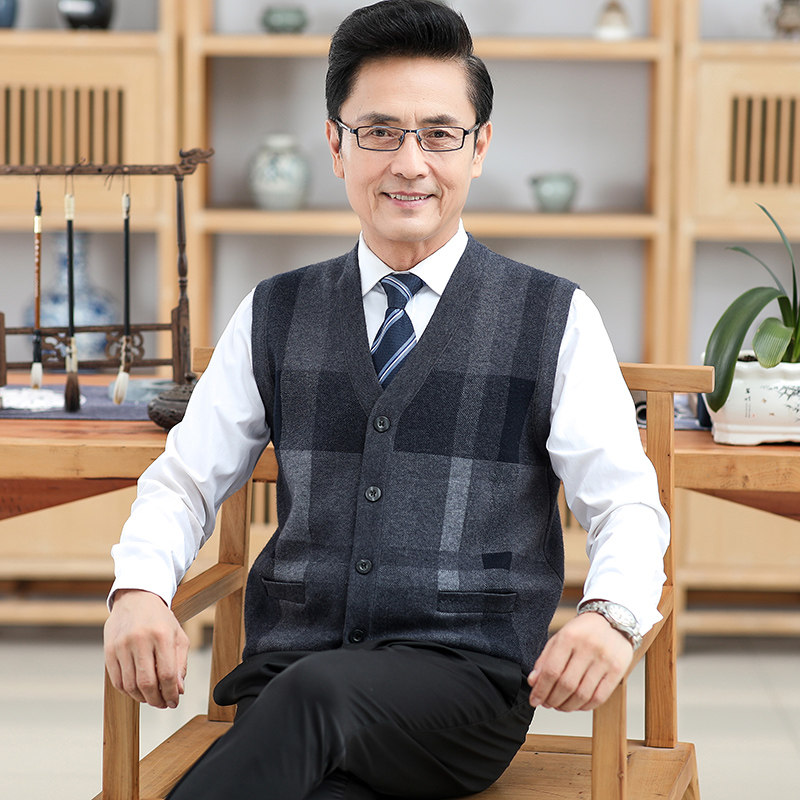 中老年马甲男春秋季爸爸秋装坎肩老年人爷爷加绒加厚保暖针织背心,淘宝优惠券,粉丝福利购,淘宝优惠卷