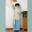 Hua Xiangzhi Tang Dynasty Tencel Round Neck Robe Hanfu Suit