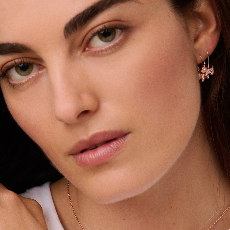 AGATHA/瑷嘉莎爱心小狗耳环纯银法式优雅小众耳饰轻奢圣诞礼物