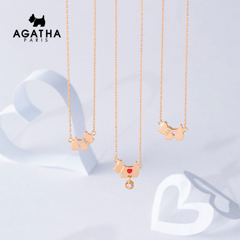 agatha18k金项链女小狗金狗狗吊坠 agatha项链