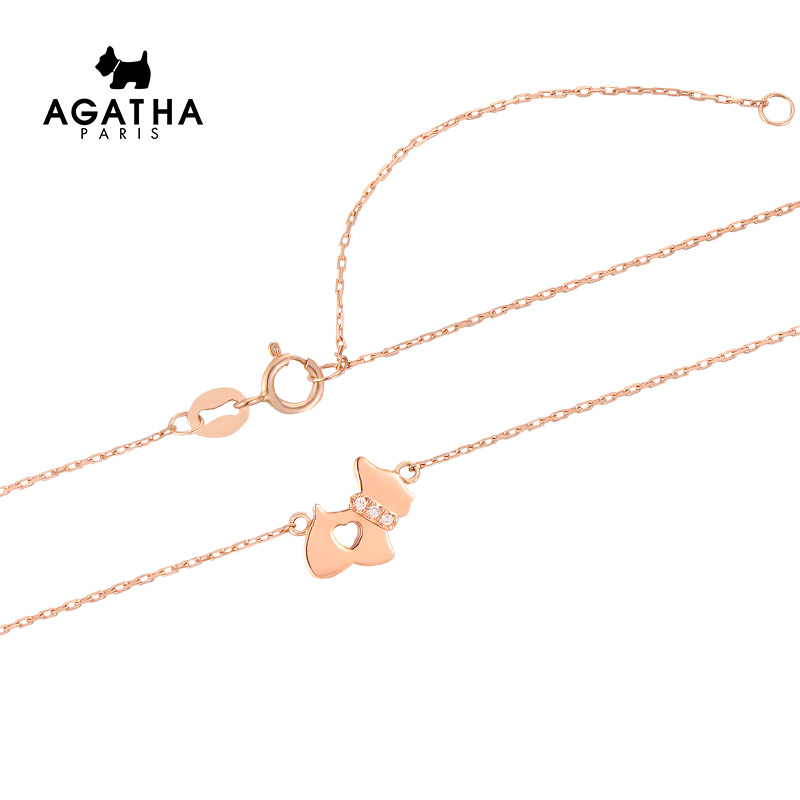 agatha18k金项链女小狗金狗狗吊坠 agatha项链