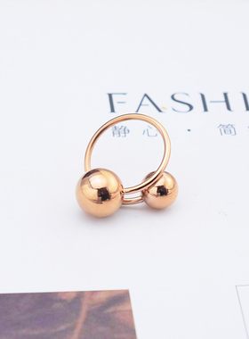 欧美罗马数字食指开口玫瑰彩金戒指女18k日韩国潮人百搭指环