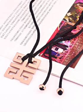 中国风明星款 龙之吻 时尚休闲男女长项链 喜字玫瑰金项链毛衣链