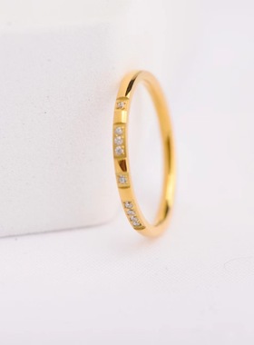 一生一世 微镶镶钻戒指钛钢玫瑰金时尚个性尾戒指环  情侣男女戒