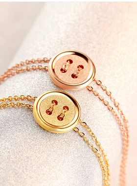 幸运纽扣手链女款韩版18K玫瑰金手环韩版配