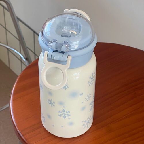 2025新款吸管杯雪花双饮杯子316不锈钢简约ins风小众高颜值保温杯 - 图2