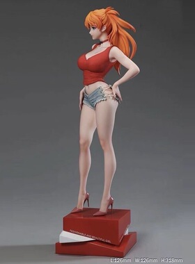 二次元 eva夏日女友校花 明日香 站姿 机箱桌面摆件 盒装景品手办