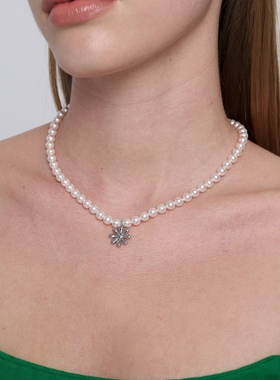 TENPALACE 韩国mardi mercredi 合作限量款珍珠小雏菊项链