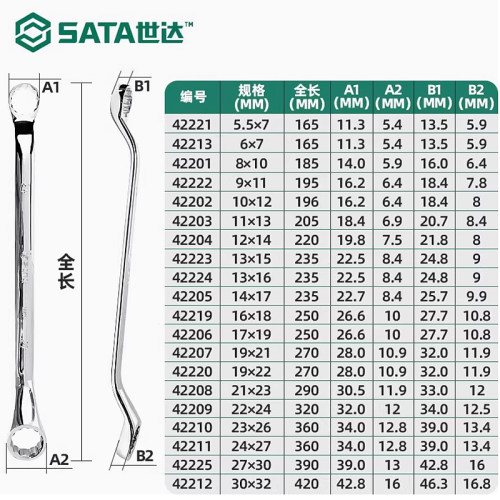 世达双梅花扳专业全抛光防锈眼镜扳手CRV钢终身保用42201-42212 - 图3