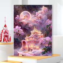 Dream Garden Castle 0 Base Diy Digital Oil Painting Hand Painted Oil Color Painted propylene Fill Healing Decompression Decoration Painting