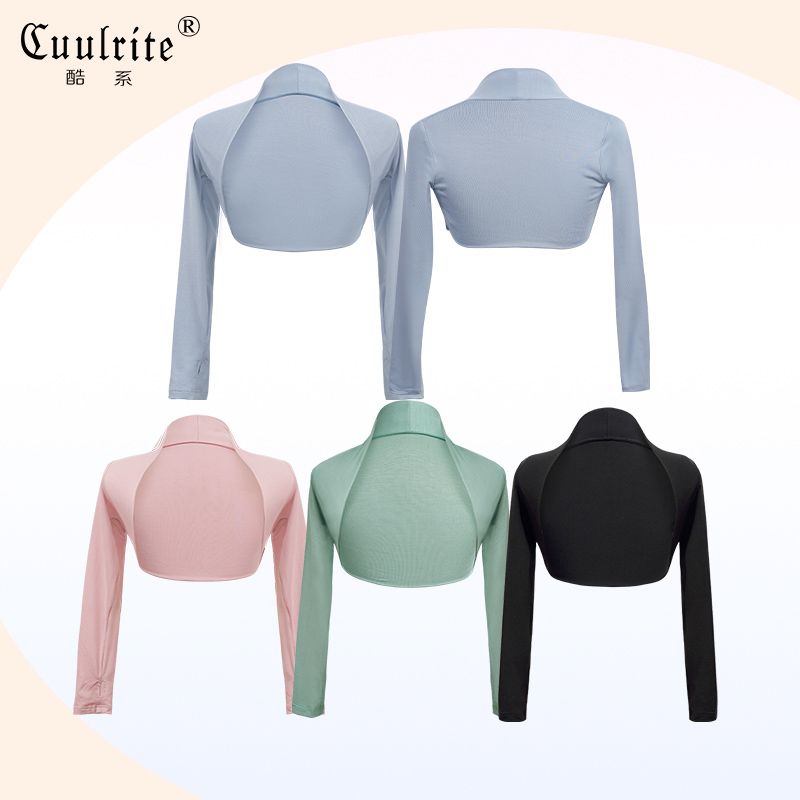 儿童舞蹈服披肩女童练功服莫代尔长袖上衣夏吊带套装芭蕾舞小坎肩 - 图0