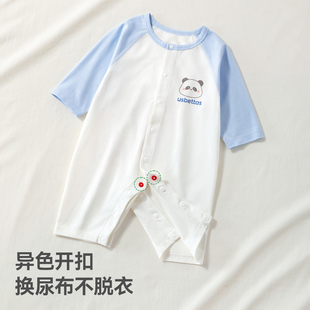 贝肽斯婴儿衣服春夏薄款纯棉透气宝宝连体衣
