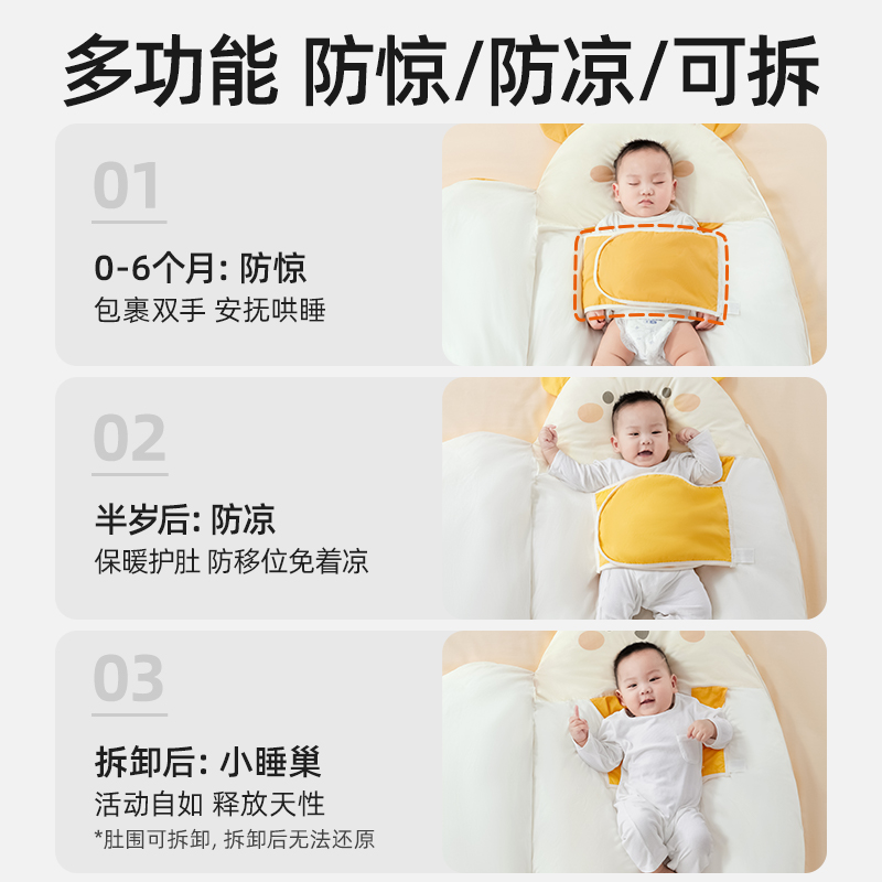 贝肽斯恒温婴儿睡袋防惊跳秋冬款纯棉抑菌新生宝宝一体防踢被襁褓