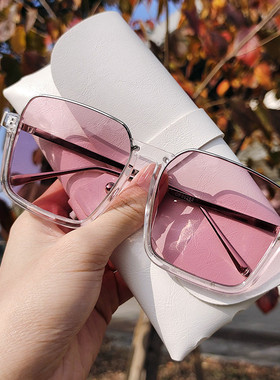 茶色墨镜女显瘦大框方形