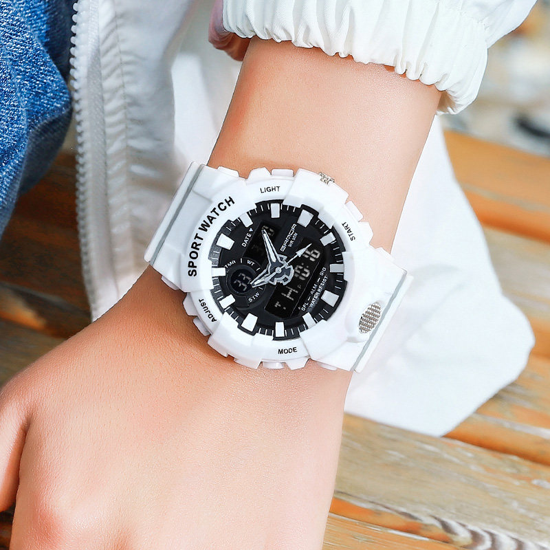 2020新款学生韩版潮流白色电子表 三达手表国产腕表