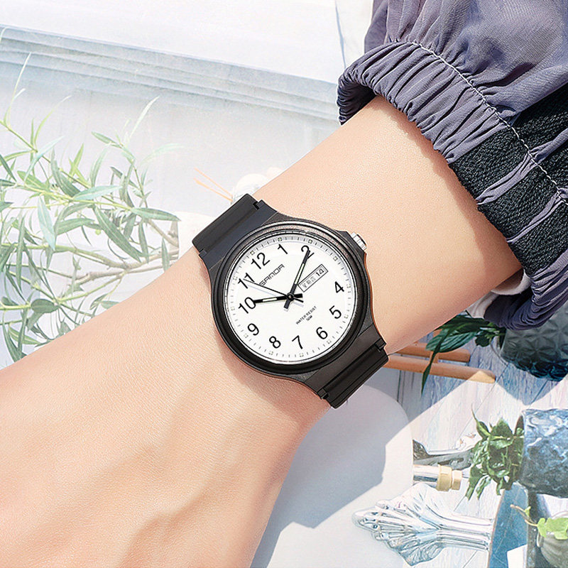 男女孩初中小学生儿童双日历电子表 三达手表国产腕表