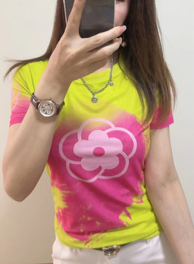 欧货网纱上衣印花t恤女新