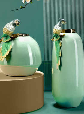 创意轻奢珐琅彩花瓶摆件客厅插花