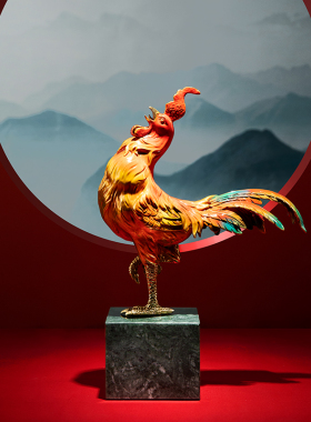 轻奢黄铜大公鸡摆件家居饰品生肖