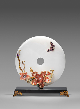 高端玉石平安扣摆件客厅装饰品