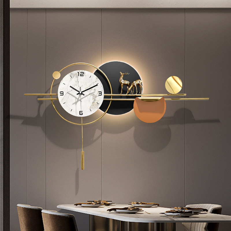 飞鸟集现代轻奢餐厅挂钟高级感钟表客厅2026新款挂表创意时钟挂墙,淘宝优惠券,粉丝福利购,淘宝优惠卷