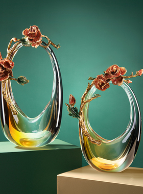 现代轻奢玻璃花瓶摆件创意客厅