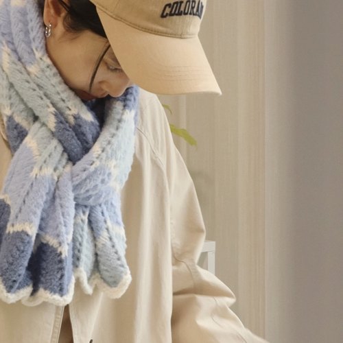 原创美拉德秋冬围巾编织材料包波浪渐变层次感亲子款毛线手作diy - 图1