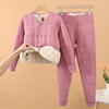 Wool cardigan thermal underwear set plus velvet thickened