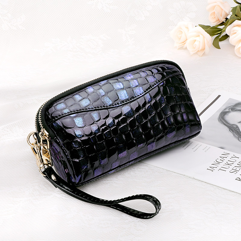 女大容量2021新款真皮双拉链斜挎包 七黛蒂兰雅手拿包