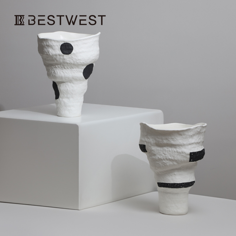 大丹陶瓷设计师正品景德镇陶瓷花瓶复古侘寂风客厅插花摆件高级感 - 图0